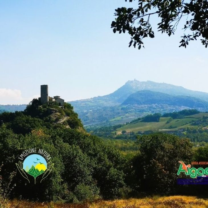 Panorami in Val Marecchia: il Castello di Montebello e il Santuario della Madonna di Saiano