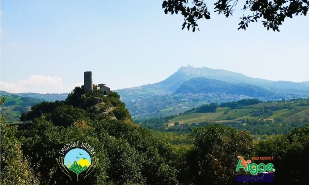 Panorami in Val Marecchia: il Castello di Montebello e il Santuario della Madonna di Saiano
